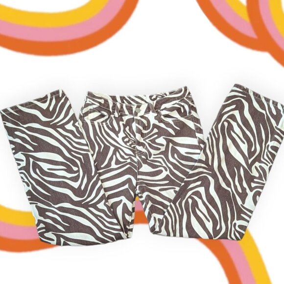 Shein Brown & Cream Zebra Bootcut Jean Pant Size Extra Small - Picture 4 of 10